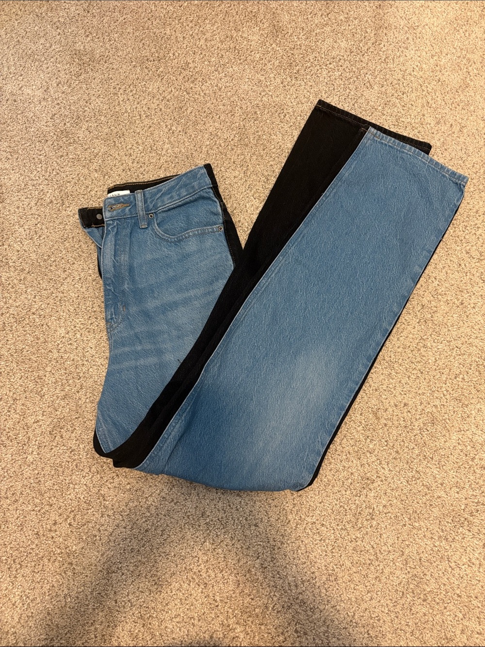 PacSun Two-Tone Light Blue and Black Straight Jeans